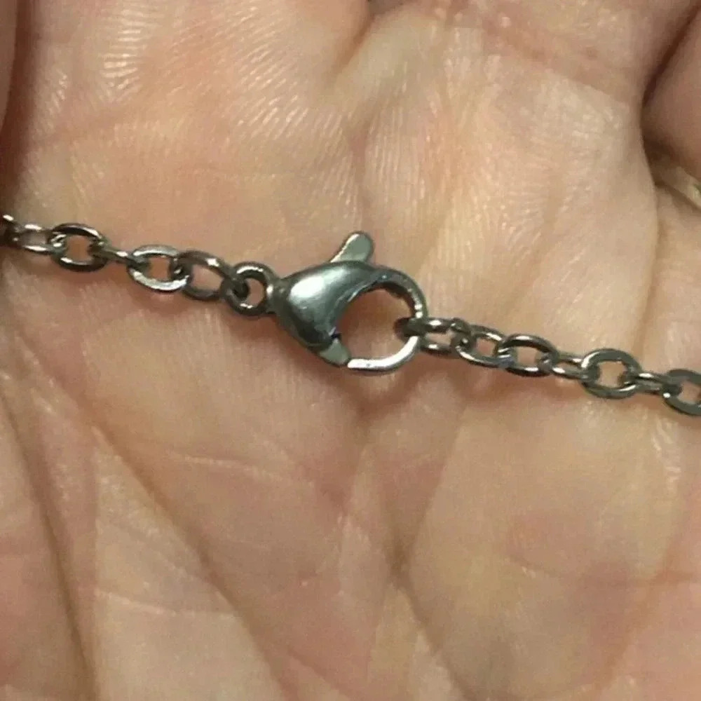 Orange 20 Sided Die D&D Dungeons and Dragons Stainless Steel Necklace - Picture 3 of 4